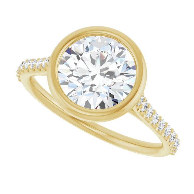 2 CT Modern Bezel Set Diamond Engagement Ring with accented Shank sideway Picture
