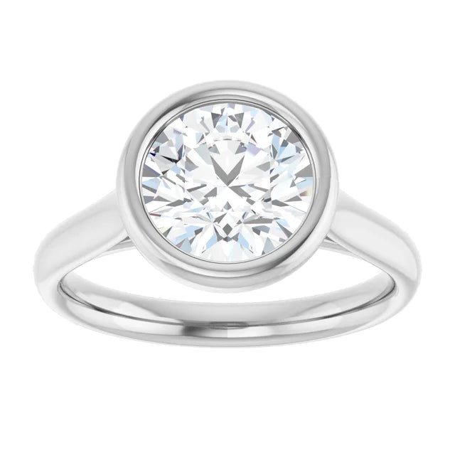 2 CT Bezel Set Round Diamond Engagement Ring for women set in white gold