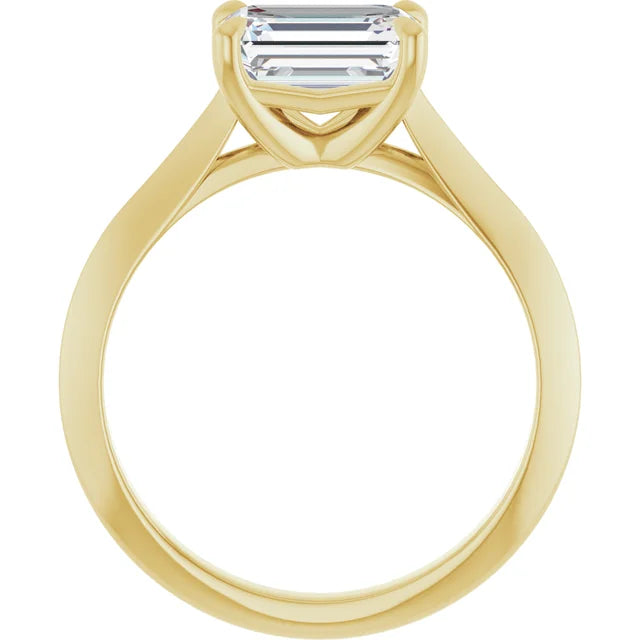 2 CT East-West Emerald Cut Diamond Solitaire Engagement Ring for Women Set in Yellow Gold showing under gallery