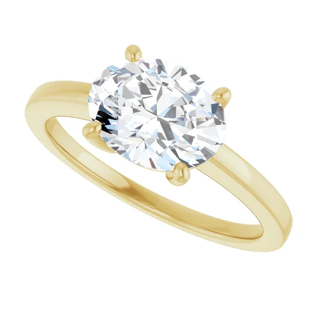 2 CT East West Oval Diamond Engagement Ring Set in Yellow Gold