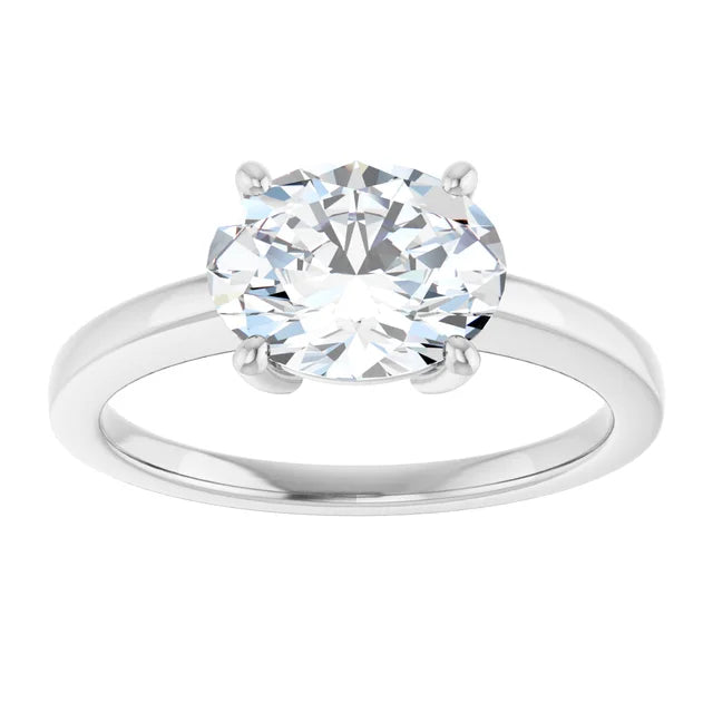 2 CT East West Oval Diamond Engagement Ring Set in white gold or platinum