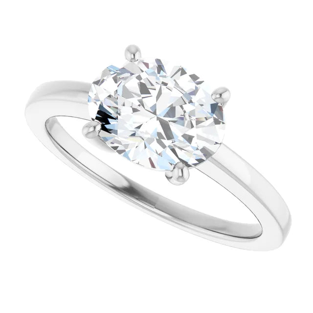 Sideway Picture for 2 CT East West Oval Diamond Engagement Ring set in Platinum