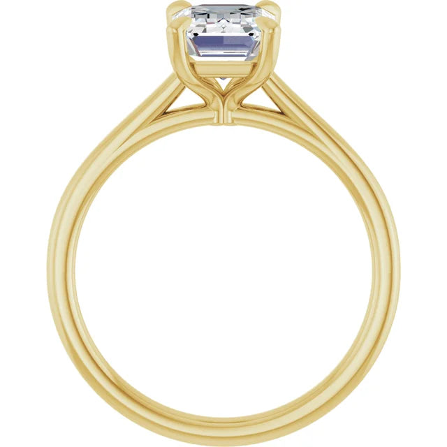2 CT Emerald Solitaire engagement Ring set in Yellow Gold showing under gallery