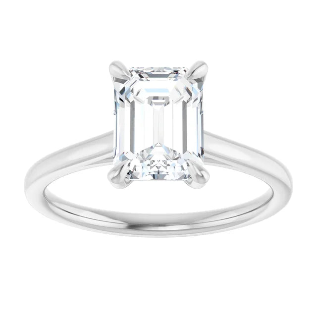 2 CT Emerald Solitaire engagement Ring Set in white gold or platinum