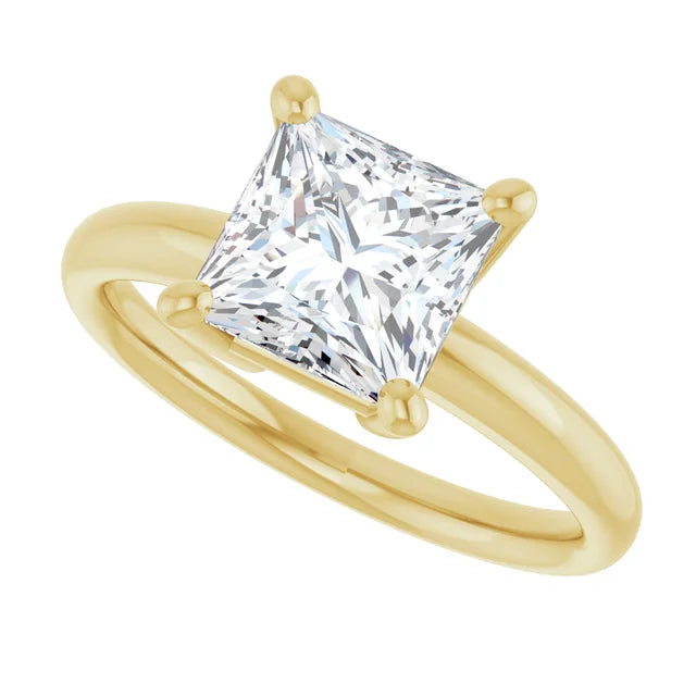 Sideway Picture for 2 CT Princess Cut Solitaire Engagement Ring