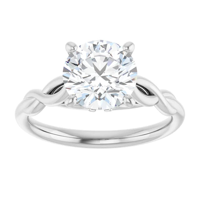 2 Ct Vintage inspired twisted shank solitaire Diamond engagement Ring set in white gold or platinum