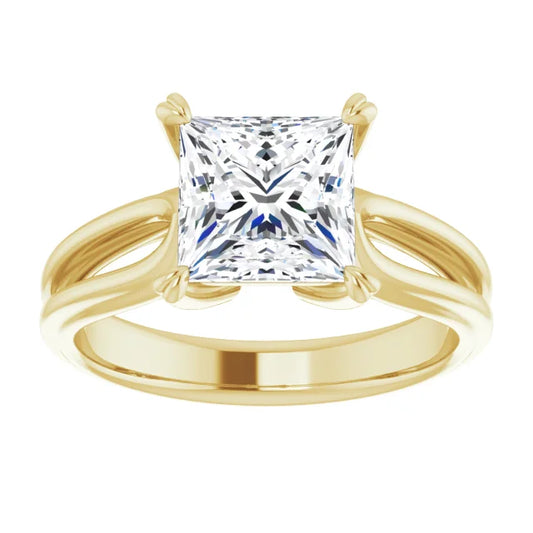 2 CT Split Shank Princes Cut Diamond Engagement Ring