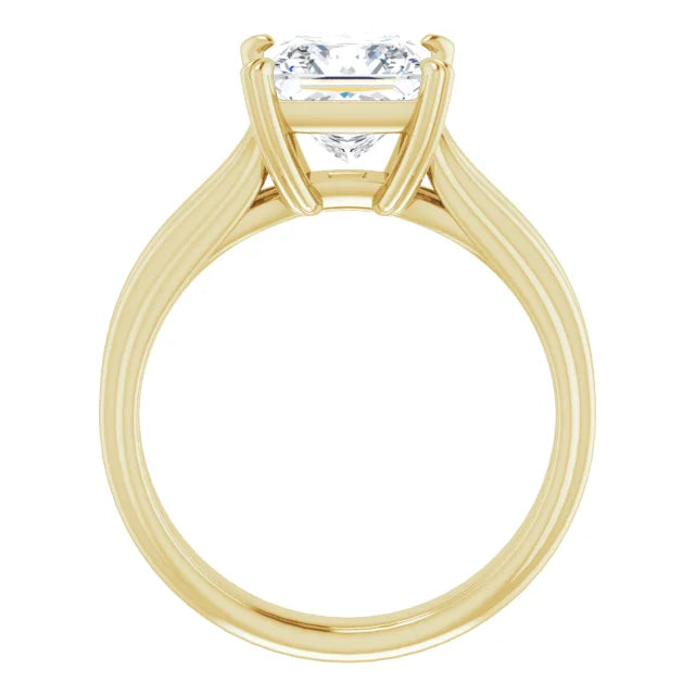 2 CT Split Shank Princes Cut Diamond Engagement Ring Set in Yellow Gold showing under gallery