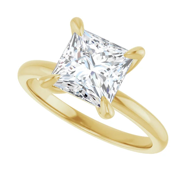 Sideway Picture for 2 CT Claw Prong Princess Cut Solitaire Engagement Ring