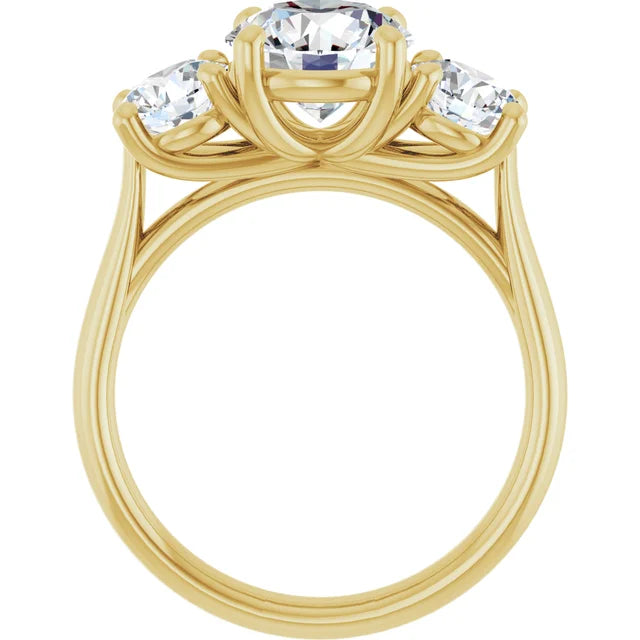 2 CT Round three Stone Diamond engagement Ring for women set in Yellow Gold Showing under gallery