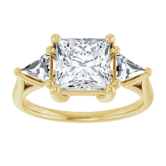 2 CT Square and Triangle Diamond Engagement Ring Set in Yellow Gold