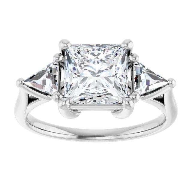 2 CT Square and Triangle Diamond Engagement Ring Set in white gold or platinum