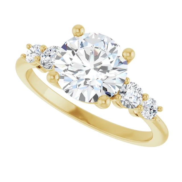 2.5 CT 5-stone Damond engagement Ring sideway picture