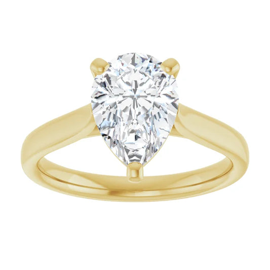 2 CT Pear Shape Diamond Solitaire Engagement Ring Set in Yellow Gold