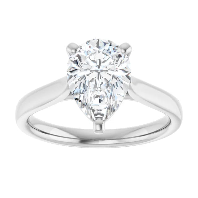 2 CT Pear Shape Diamond Solitaire Engagement Ring Set in white gold or platinum