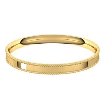 2MM Comfort Fit Milgrain Vintage Flat Wedding Band Made in Yellow Gold