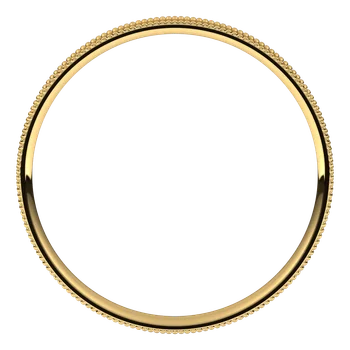 Full Picture for 2MM Comfort Fit Milgrain Vintage Flat Wedding Band made in Yellow Gold