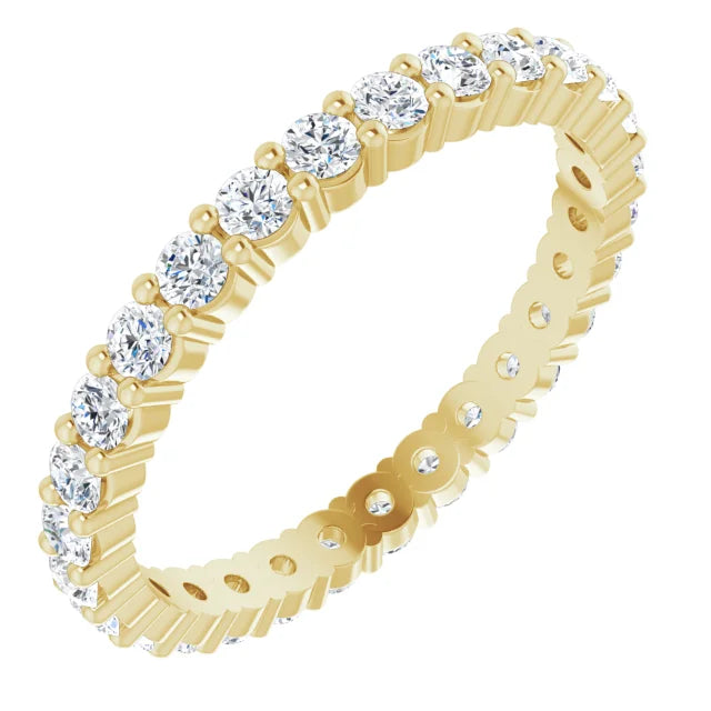 Sideway Picture for 14K Yellow Gold 2MM Full Eternity Diamond Wedding Band for women