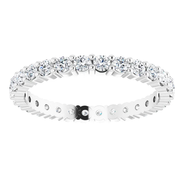 14K White gold 2MM Full Eternity Diamond Wedding Band for women