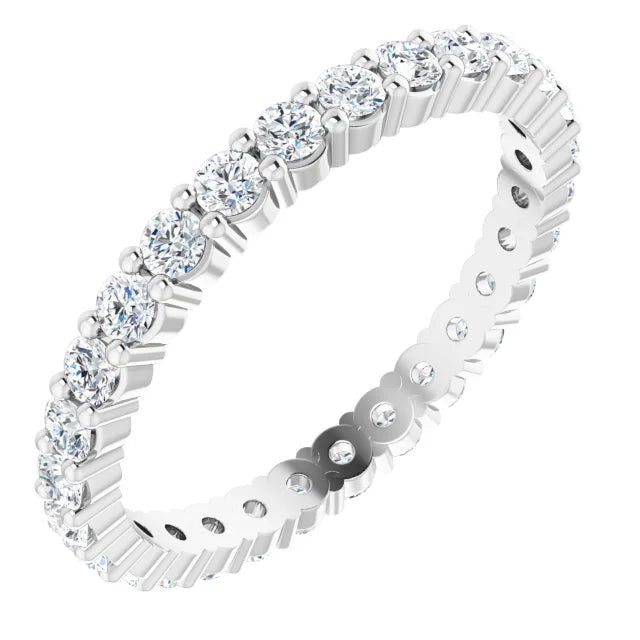 Sideway Picture for 2MM Full Eternity Diamond Wedding Band for women Set in white gold or platinum