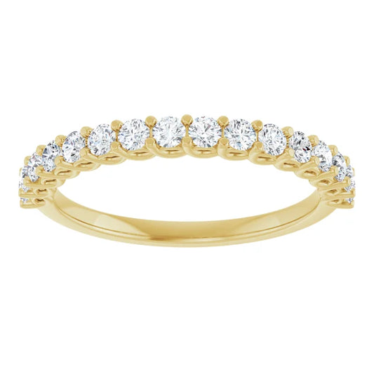 14K Yellow Gold 2MM half eternity Diamond wedding Band