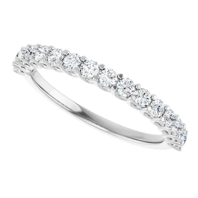 Side View for 14K White Gold 2MM half eternity Diamond wedding Band