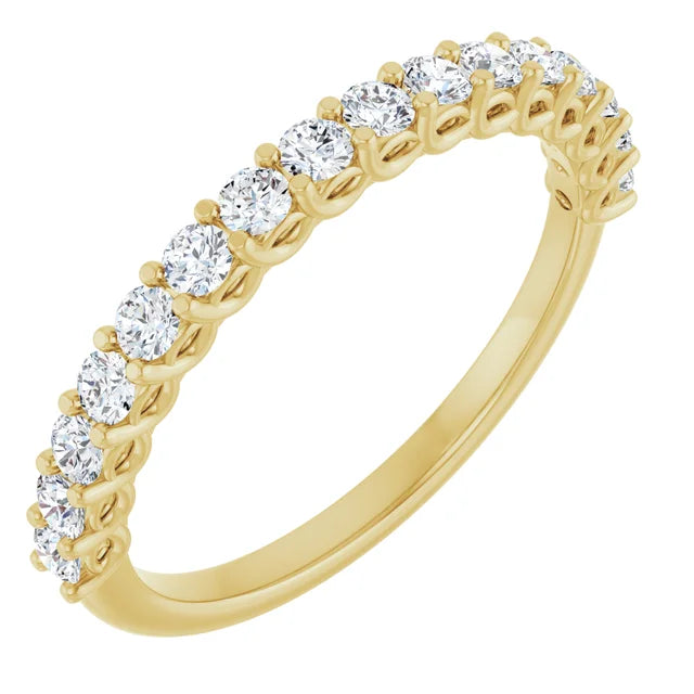 Sideway Picture for 14K Yellow Gold 2MM half eternity Diamond wedding Band