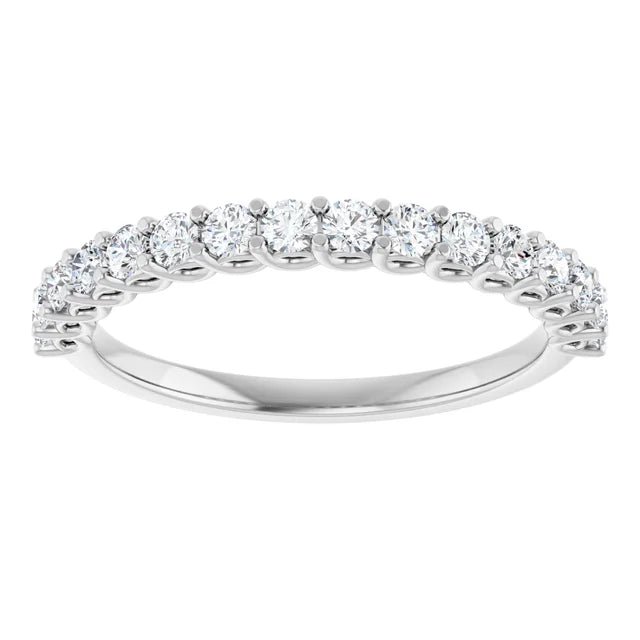 14K White gold 2MM half eternity Diamond wedding Band