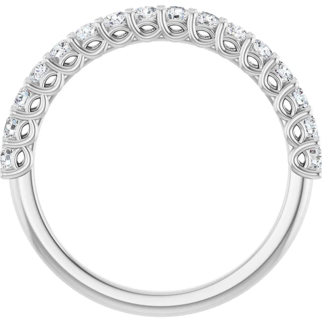 Full zoom for 2MM half eternity Diamond wedding Band Set in white gold