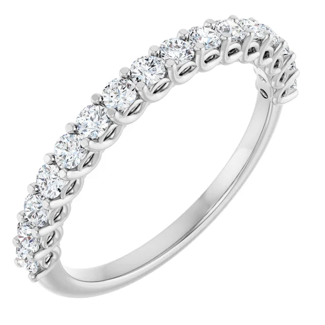 Sideway Picture for 2MM half eternity Diamond wedding Band Set in white gold or platinum