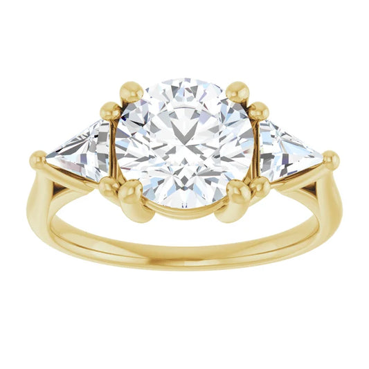 2 CT Trillion Trio Round three stones Diamond Engagement Ring
