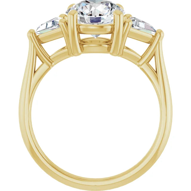 2 CT Trillion Trio Round three stones Diamond Engagement Ring in yellow gold showing under gallery