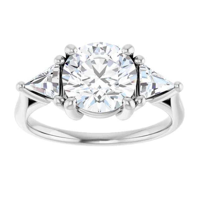 2 CT Trillion Trio Round three stones Diamond Engagement Ring set in white gold or platinum
