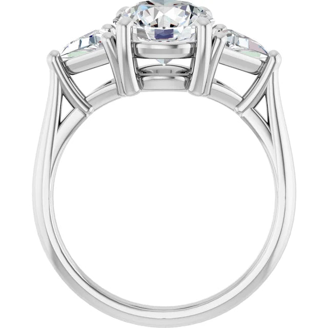2 CT Trillion Trio Round three stones Diamond Engagement Ring in white gold or platinum showing under gallery