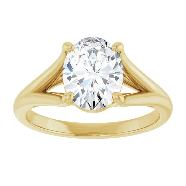 2 CT Split Shank Oval Shape Diamond Engagement Ring