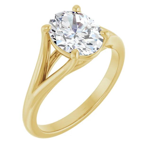 2 CT Split Shank Oval Shape Diamond Engagement Ring