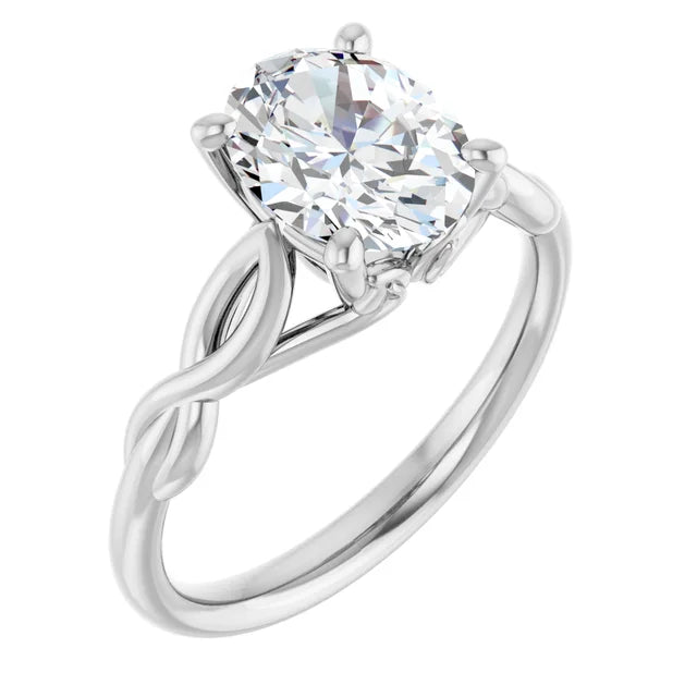 2 CT Oval Diamond Solitaire Engagement Ring set in white gold or platinum