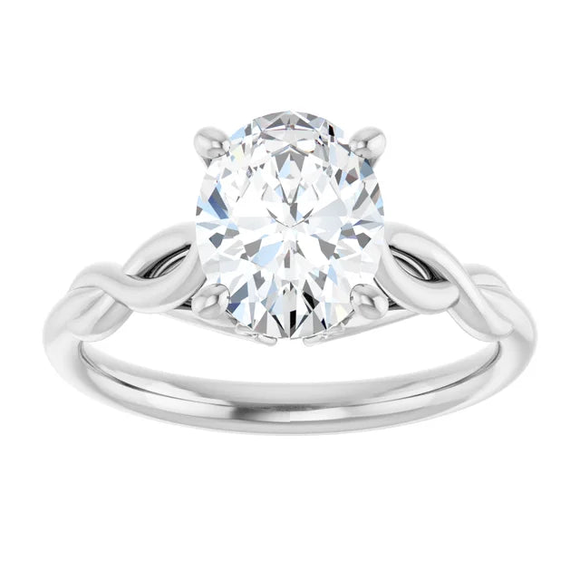 2 CT Oval Diamond Solitaire Engagement Ring for women set in white gold or platinum showing center stone