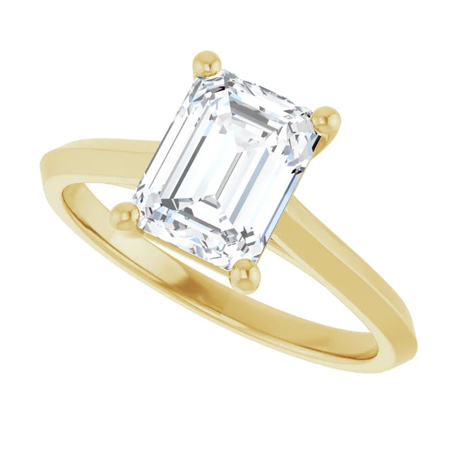 2 Ct Emerald Cut solitaire Engagement Ring for women Set in Yellow Gold