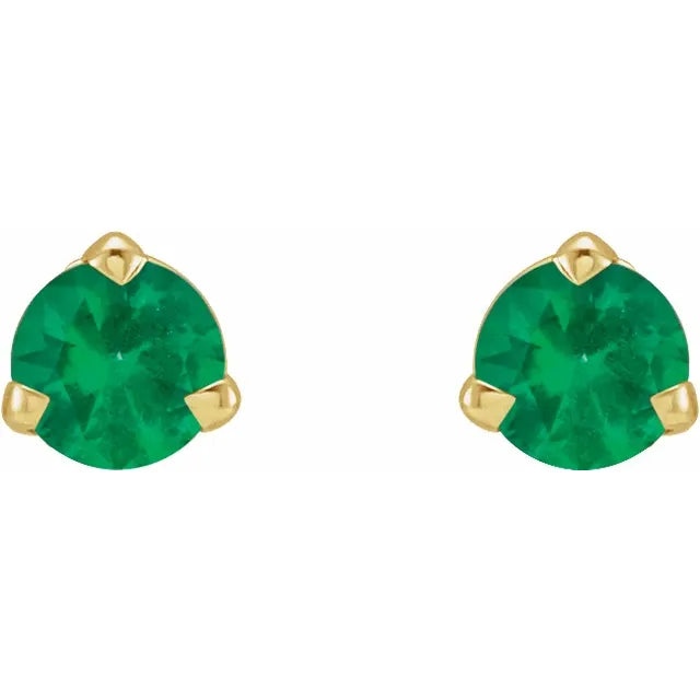 3-Prong Emerald Stud Earrings