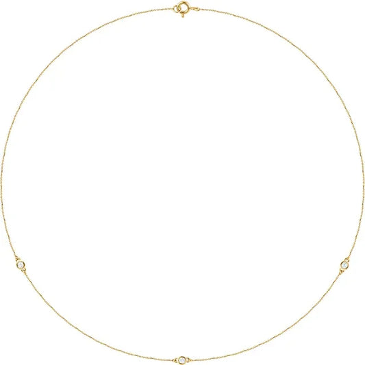 3-Stone Diamond Station Necklace in Yellow Gold