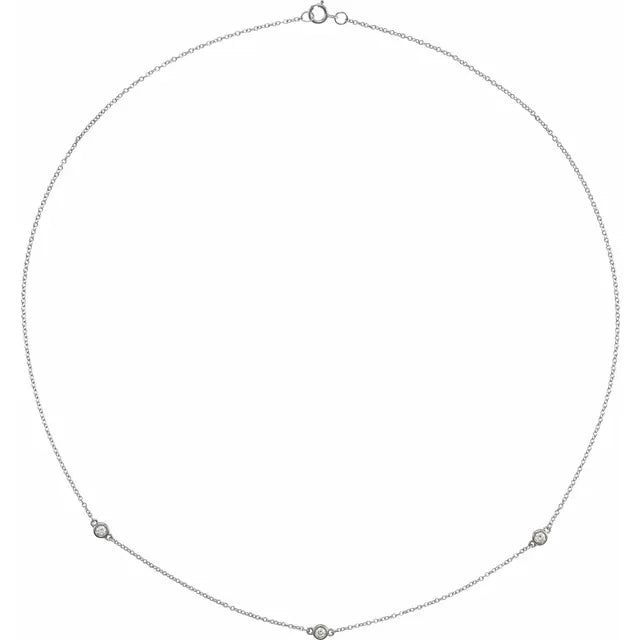 3-Stone Diamond Station Necklace in white gold