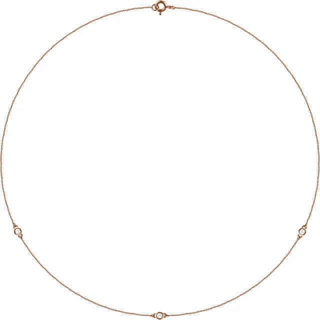 3-Stone Diamond Station Necklace in Rose Gold