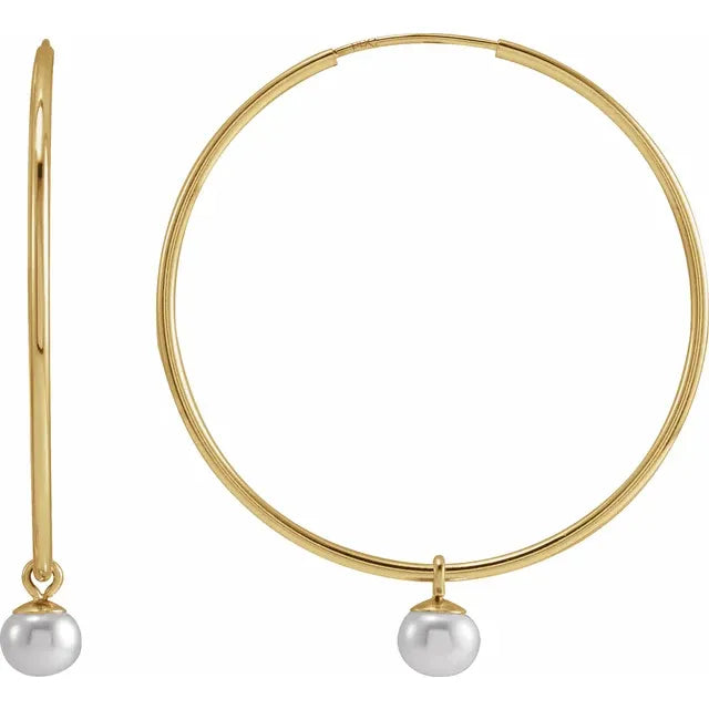 14K Yellow Gold 30 mm Endless Hoop Earrings