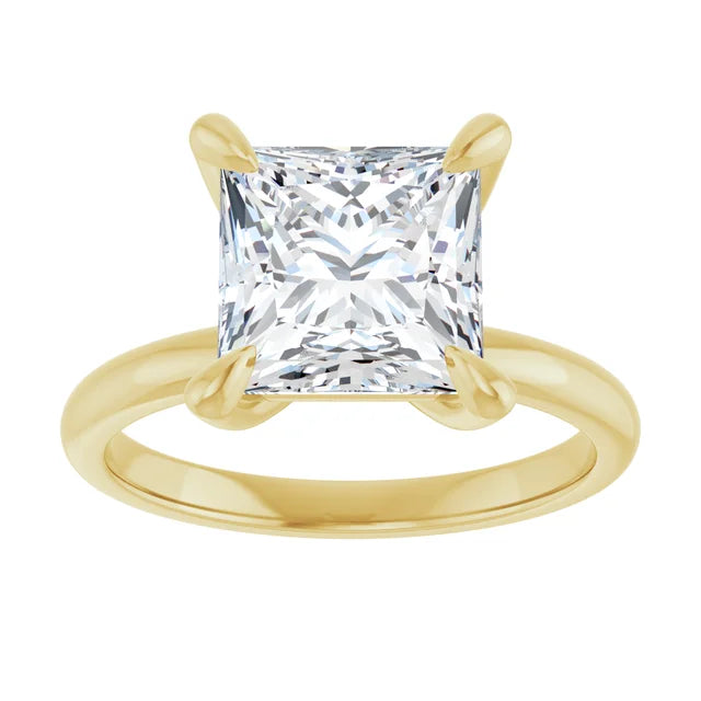 3 CT Princess-cut diamond solitaire engagement ring with claw prongs