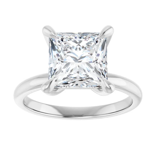 3 CT Princess-cut diamond solitaire engagement ring with claw prongs in Platinum