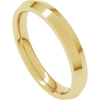 Sideway Picture for Yellow gold 3 MM Comfort Fir Knife Edge Wedding Band
