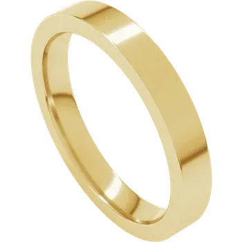 Sideway Picture for yellow gold 4 MM Comfort fit Flat Wedding Band