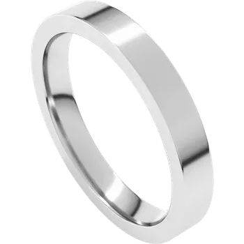 Sideway picture for 3MM Comfort Fit Flat Wedding Band made in white gold or platinum