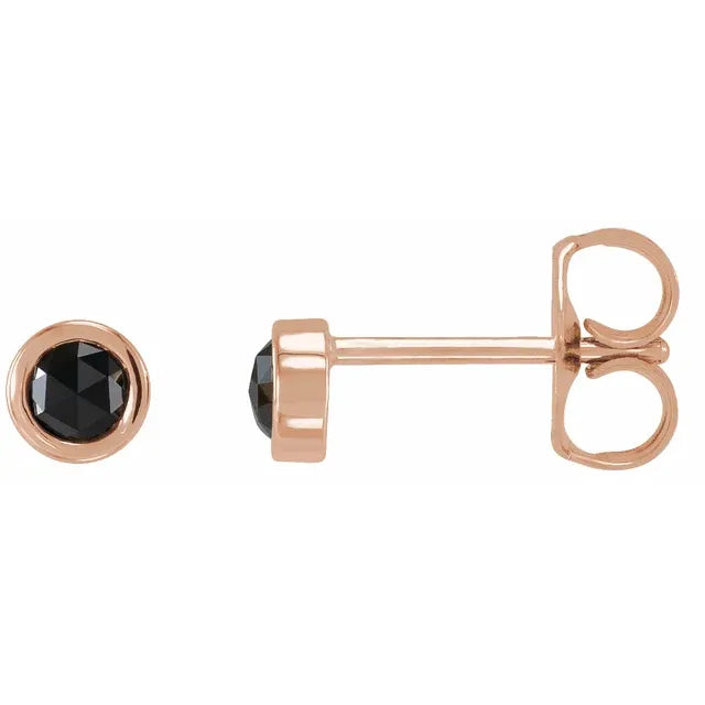 14K Rose Gold Classic Rose-Cut Black Diamond Stud Earrings